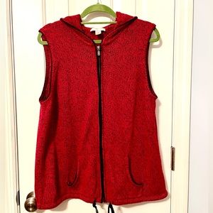 Hooded red sweater vest